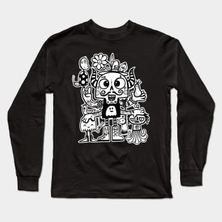 Crossed Eyed Killer Skull Face Long Sleeve T-Shirt